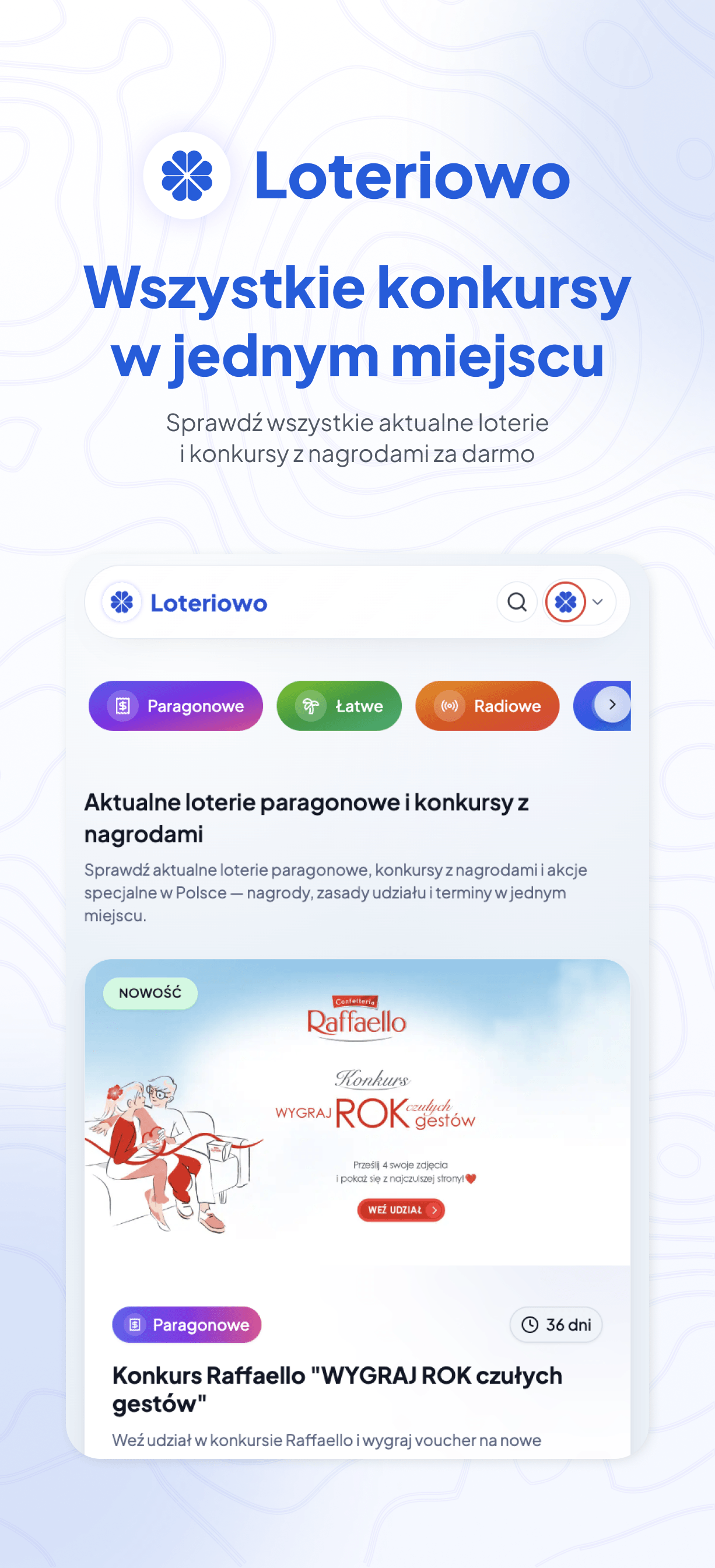 Aplikacja Loteriowo — ekran 1